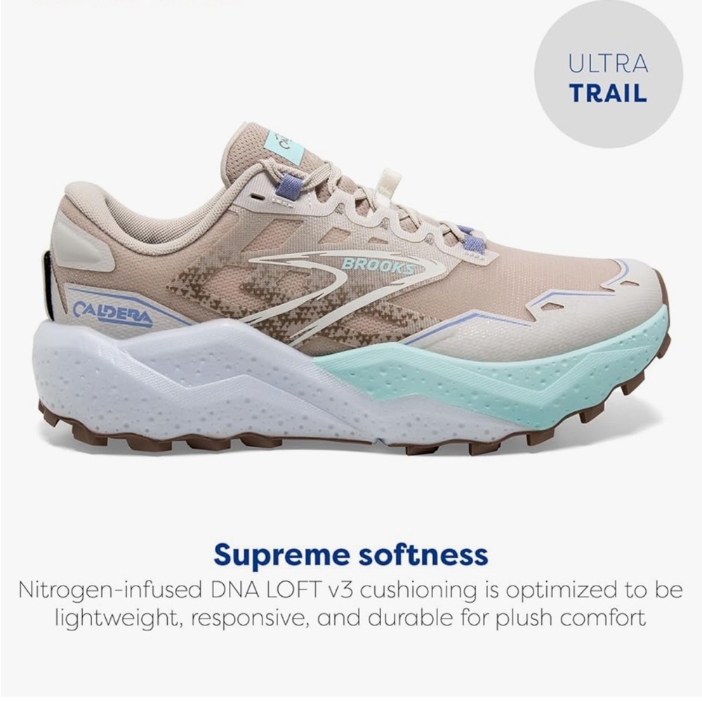Brooks Caldera Women's Trail Shoes - Beige and Mint